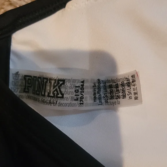 PINK Victoria's Secret Black and White Striped Bikini Top - Picture 3 of 4